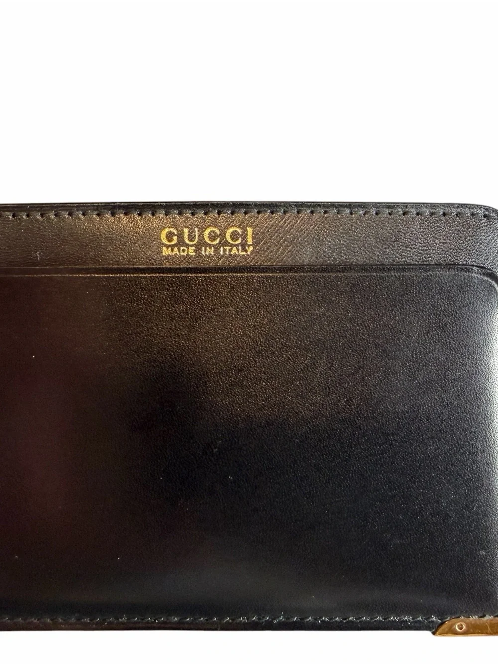 Gucci Vintage 1980s Black Leather Card Holder w/ Original Box